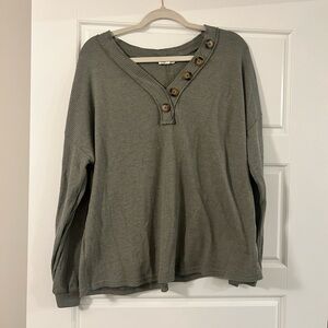 La Miel Waffle Army Green Sweater Size Large